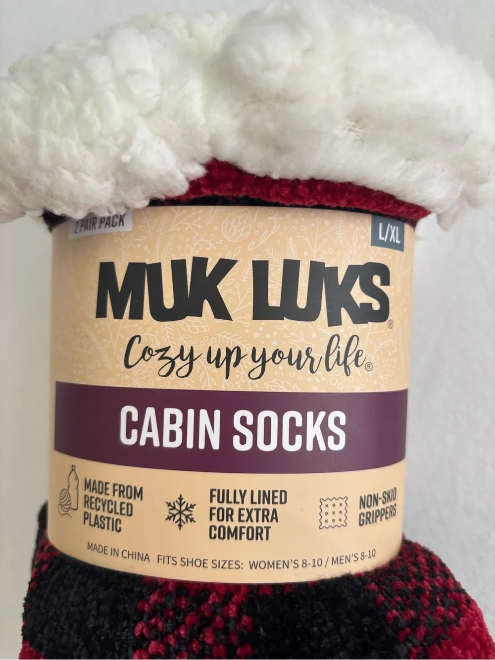 Muk Luks Cabin Socks Two Pairs Non Skid Size L/XL NWT